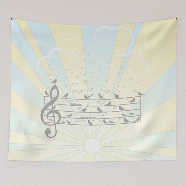 Item preview, Dawn Chorus Duvet - Birds Silhouetted With Music Manuscript designed and sold by kernowerno.