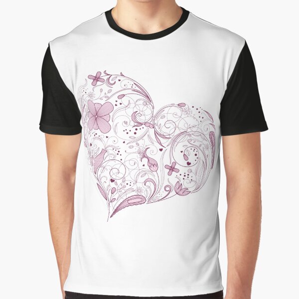 Flowered Love Heart for Valentine's Day Graphic T-Shirt