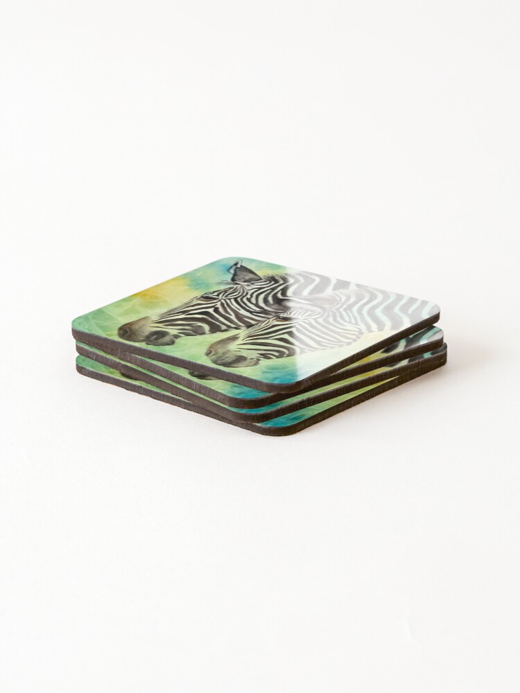 Thumbnail 4 of 5, Coasters (Set of 4), Double Vision Zebras designed and sold by JavaLisa.