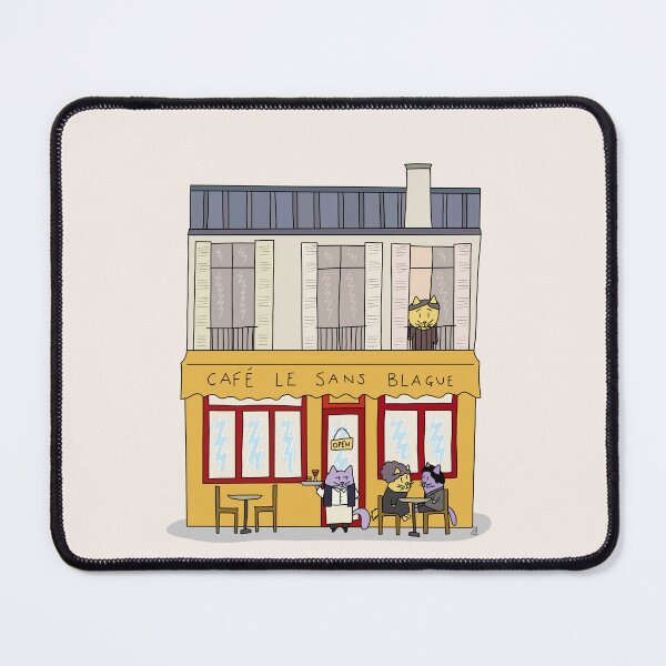 Item preview, Cafe le sans blague in the French Dispatch, with cats! designed and sold by illustrations by debs.