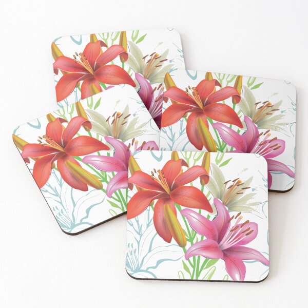 Item preview, Bright Lilies Digital Flowers Floral Pattern designed and sold by WearWolfDesigns.