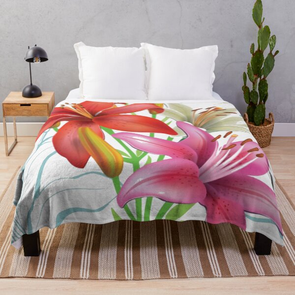 Item preview, Bright Lilies Digital Flowers Floral Pattern designed and sold by WearWolfDesigns.