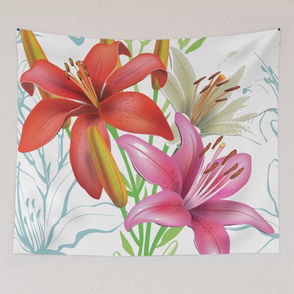 Item preview, Bright Lilies Digital Flowers Floral Pattern designed and sold by WearWolfDesigns.