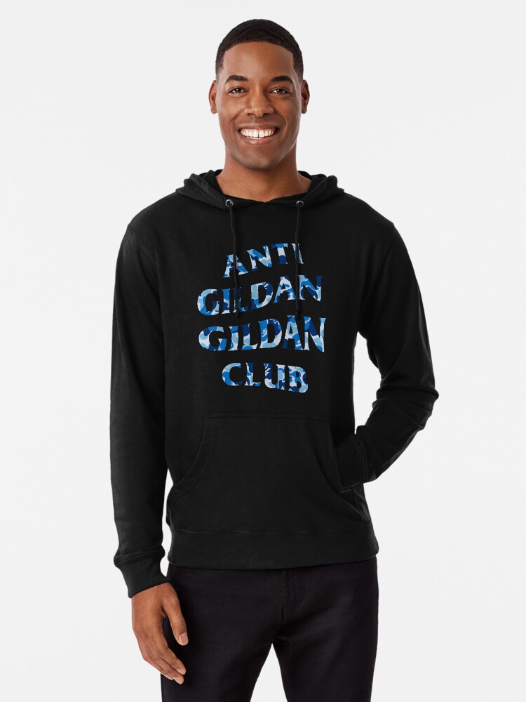 Sudadera ligera capucha «Anti Gildan Club | Camiseta negra clásica con Blue Bape Camo | Atrás Imprimir» de |