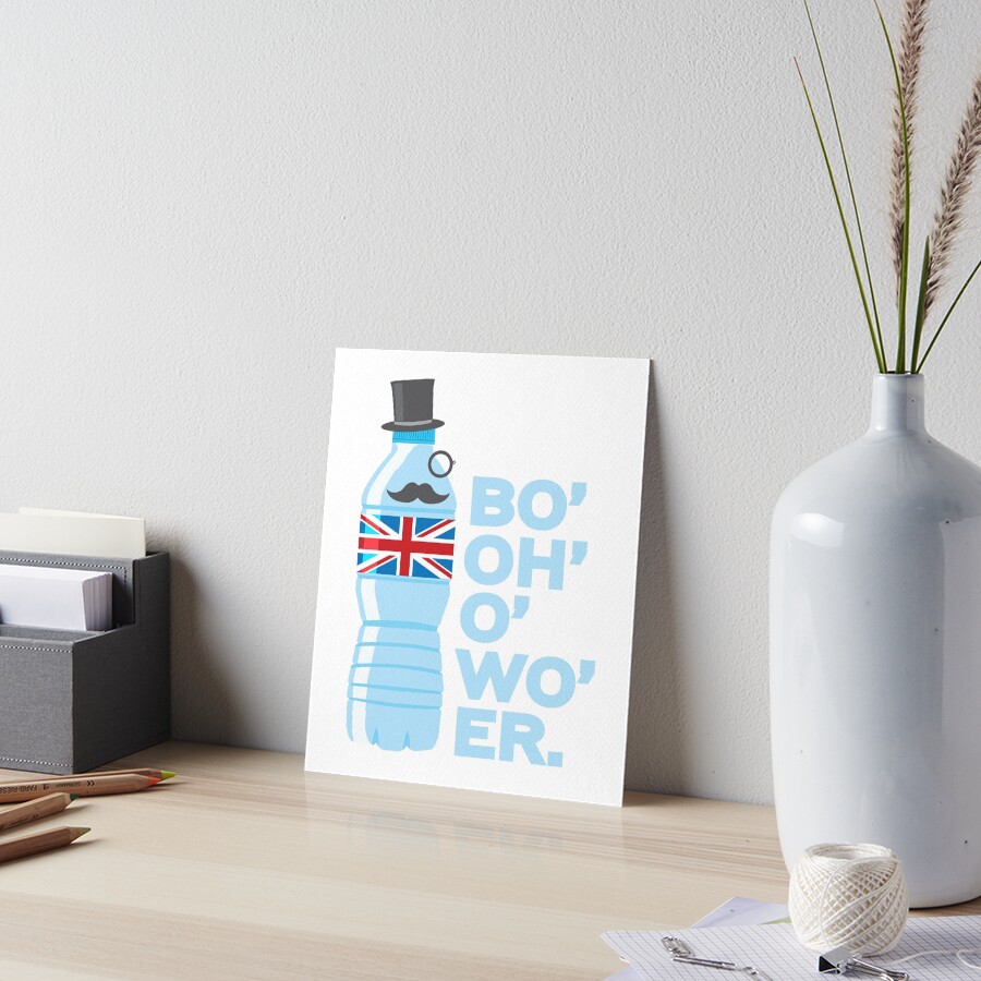 "Bottle of Water British Accent Union Jack Sophisticated Gentleman Bo