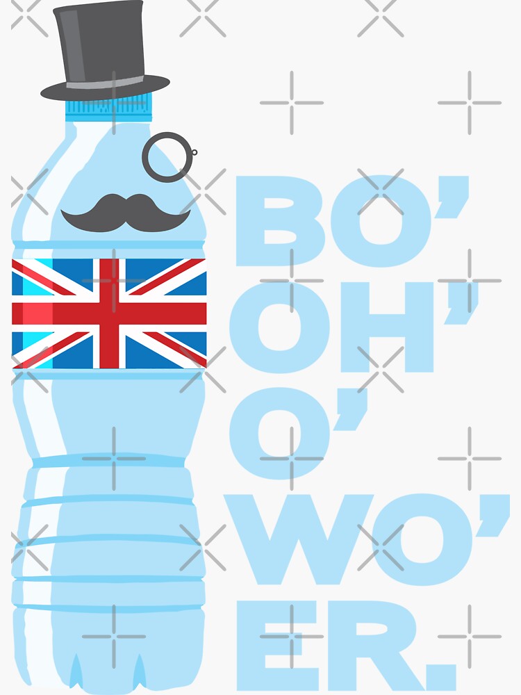 "Bottle of Water British Accent Union Jack Sophisticated Gentleman Bo