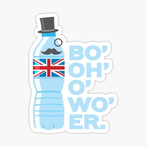 "Bottle of Water British Accent Union Jack Sophisticated Gentleman Bo