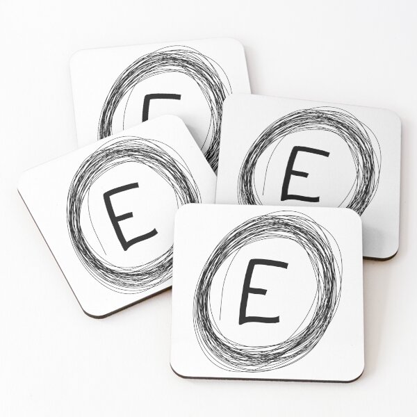 Item preview, E initial black circle monogram designed and sold by Words-Artist.