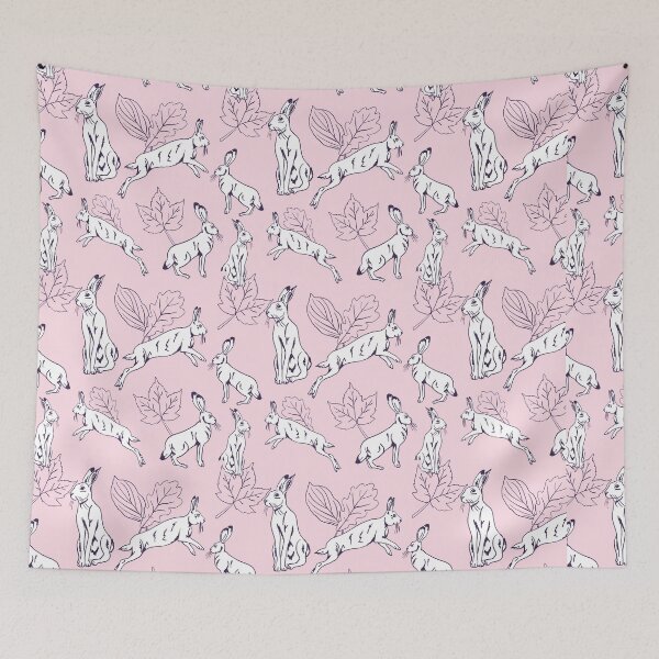 Item preview, White hare on pink background designed and sold by Superdoodledo.