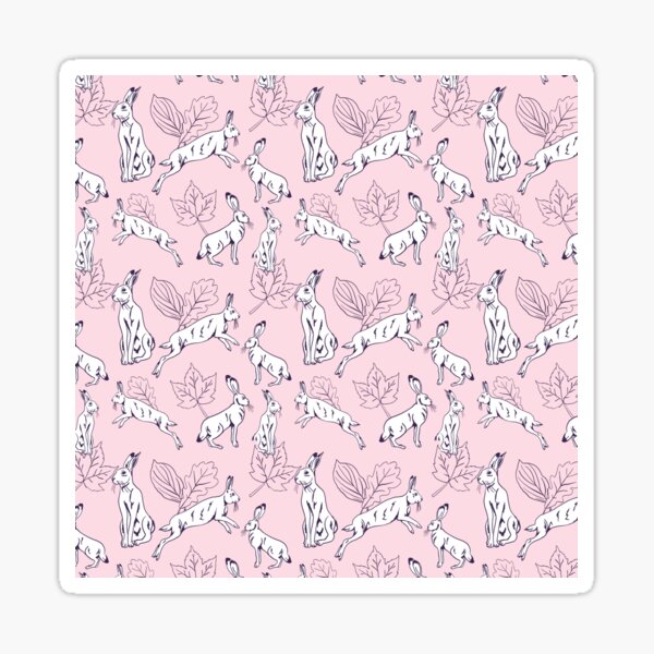 White hare on pink background Sticker
