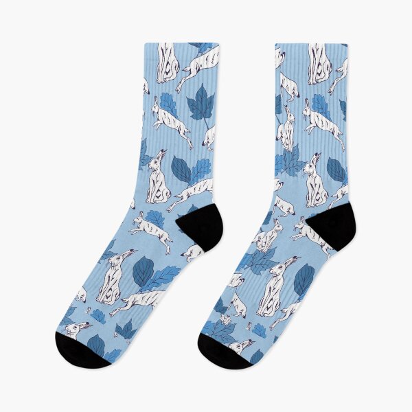 Item preview, White hare on blue background designed and sold by Superdoodledo.