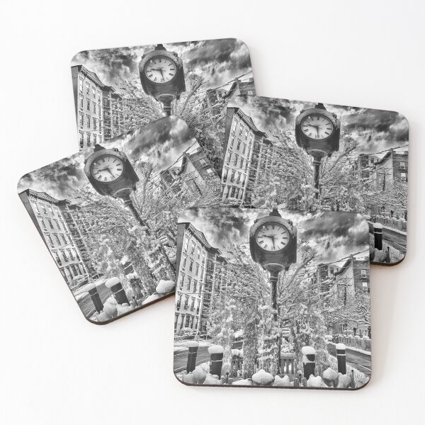 Item preview, Hoboken Clock on 11th and Washington Snow designed and sold by Kurt Gardiner.