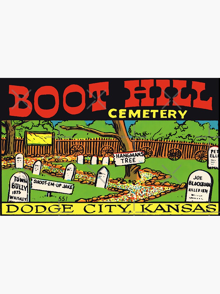 "Boot Hill Cemetery, Dodge City Kansas Vintage Travel Souvenir" Sticker