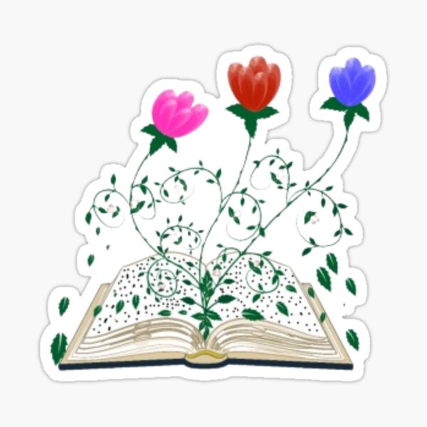 flowers growing from book Sticker for Sale by Hamdidesigner2