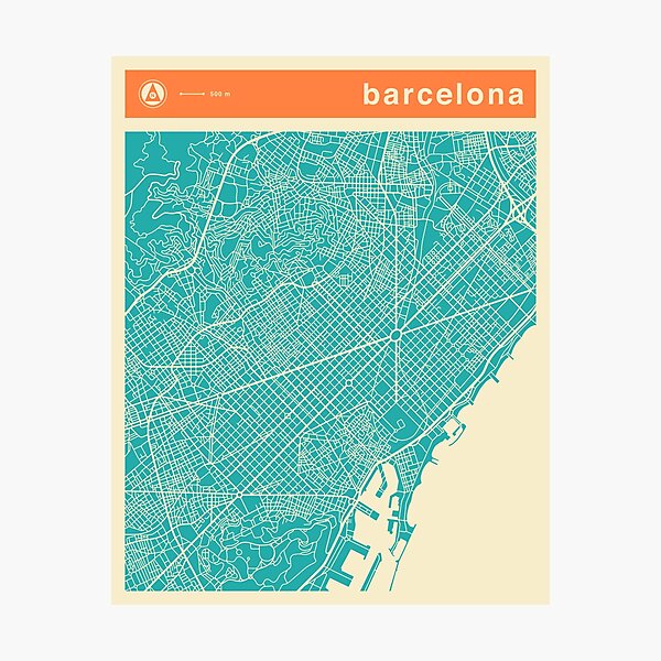 BARCELONA MAP Photographic Print
