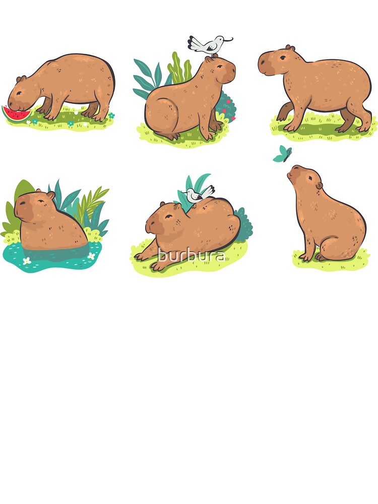 Cute capybara art, illustration seamless pattern Kids T-Shirt for