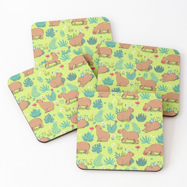 Item preview, pattern with cute capybaras designed and sold by burbura.