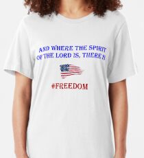 Freedom design with american flag and bible verse - tshirt Slim Fit T-Shirt