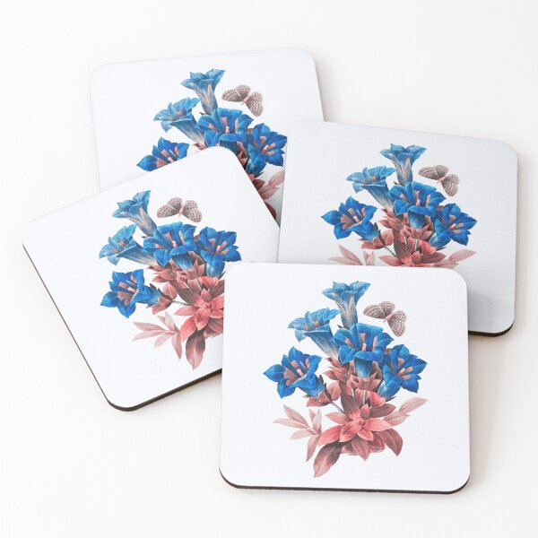 Item preview, Gentiana Acaulis Flower, Alternative Illustration - Blue and Red Rose designed and sold by DaphneKstudio .