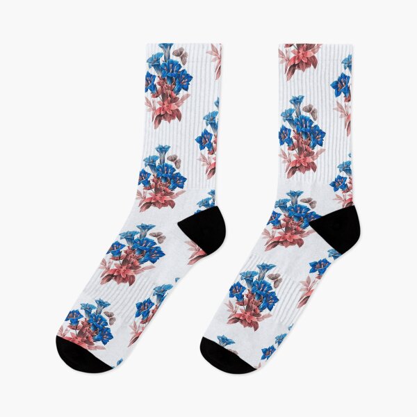 Item preview, Gentiana Acaulis Flower, Alternative Illustration - Blue and Red Rose designed and sold by DaphneKstudio .