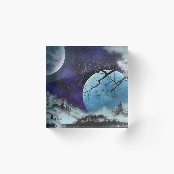 Two Moons and Mist Acrylic Block