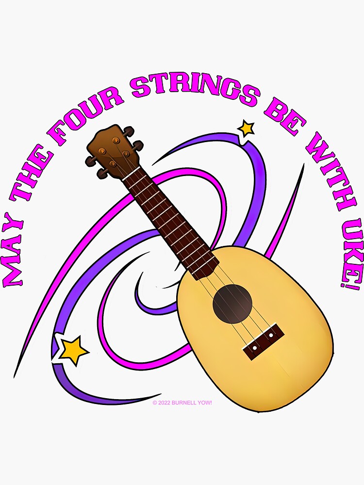 "May The Four Strings Be With Uke!" Sticker for Sale by ravenswing Redbubble