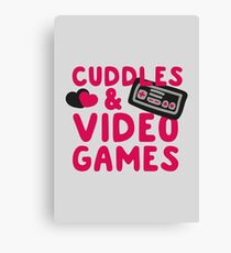 Cuddles and videogames Canvas Print