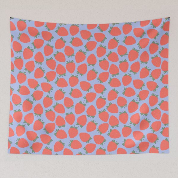 Item preview, Cute Strawberries on a Blue Background designed and sold by Jessa Moon.