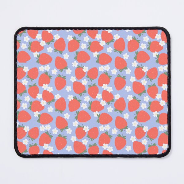 Item preview, Cute Strawberries and White Flowers on a Blue Background designed and sold by Jessa Moon.
