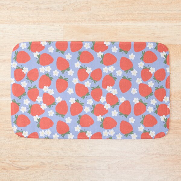 Item preview, Cute Strawberries and White Flowers on a Blue Background designed and sold by Jessa Moon.