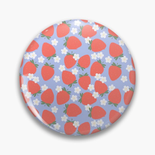 Item preview, Cute Strawberries and White Flowers on a Blue Background designed and sold by Jessa Moon.