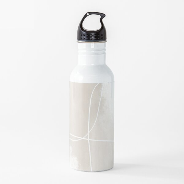 Minimalist Modern Beige Line Abstract Art Water Bottle
