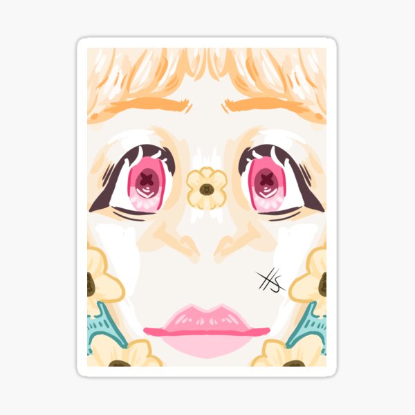 Face in flowers - flower art Sticker