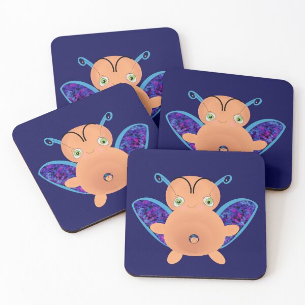 Item preview, OOAK INDIE ART - Flying Baa Bug Monster with Baby Navy background designed and sold by FlippinTurtles.