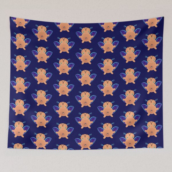 Item preview, OOAK INDIE ART - Flying Baa Bug Monster with Baby Navy background designed and sold by FlippinTurtles.