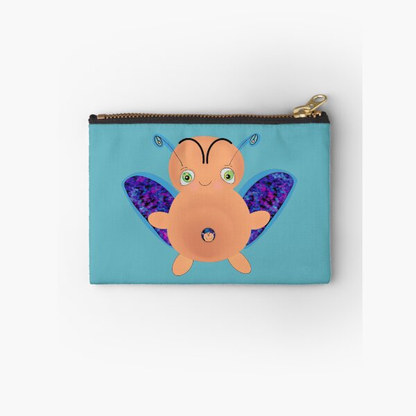 Item preview, OOAK INDIE ART - Flying Baa Bug Monster with Baby - blue green background designed and sold by FlippinTurtles.