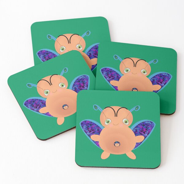 Item preview,  OOAK INDIE ART - Flying Baa Bug Monster with Baby - dark green background designed and sold by FlippinTurtles.