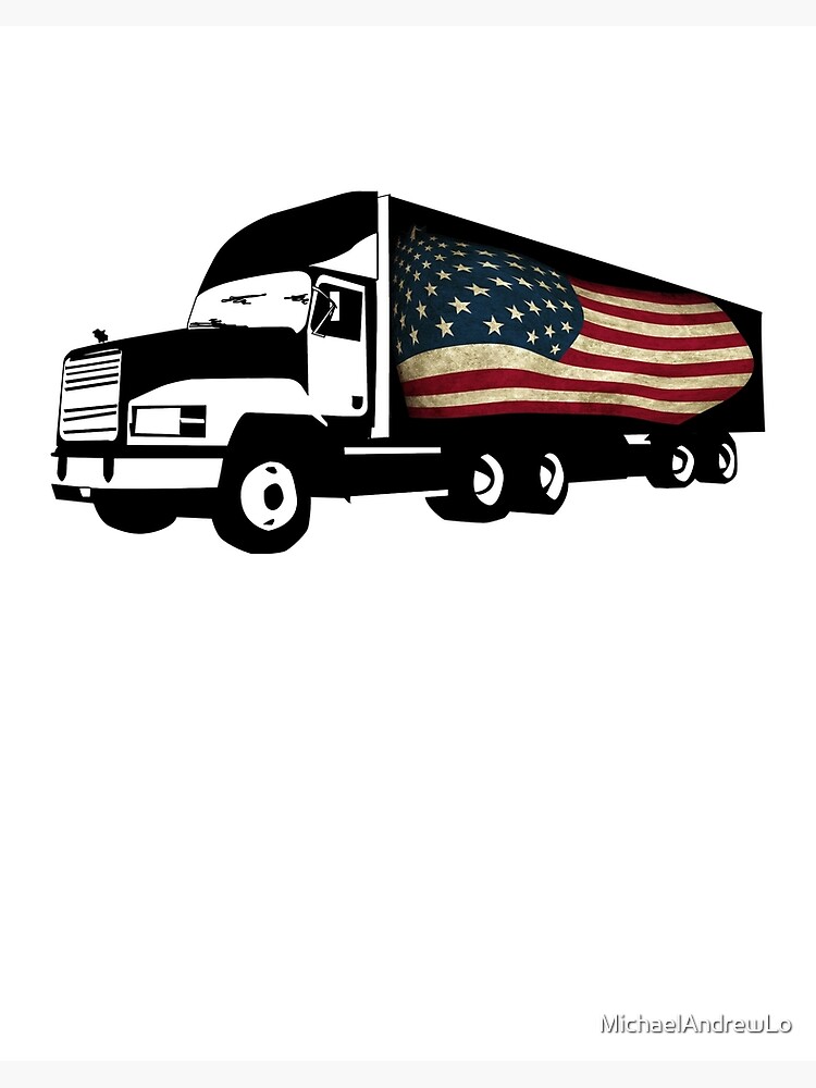 Truck Driver American USA Flag Patriotic Trucker' Sticker