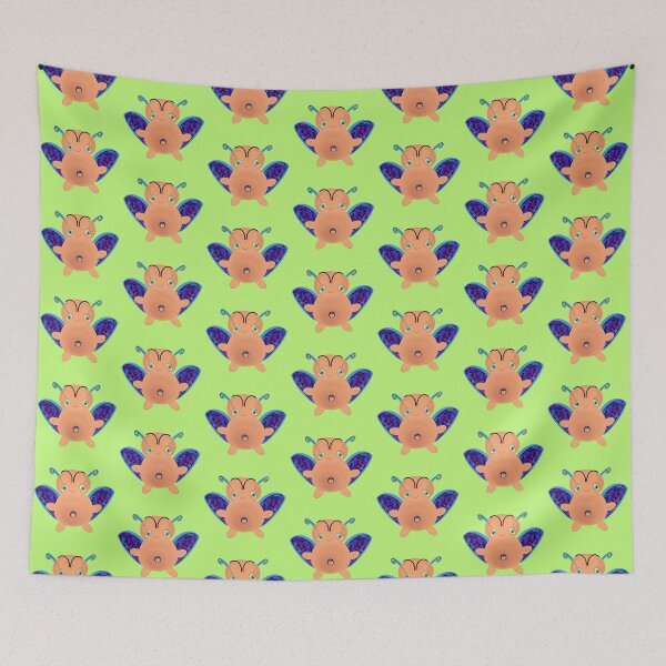 Item preview, OOAK INDIE ART - Flying Baa Bug Monster with Baby - lime green background designed and sold by FlippinTurtles.