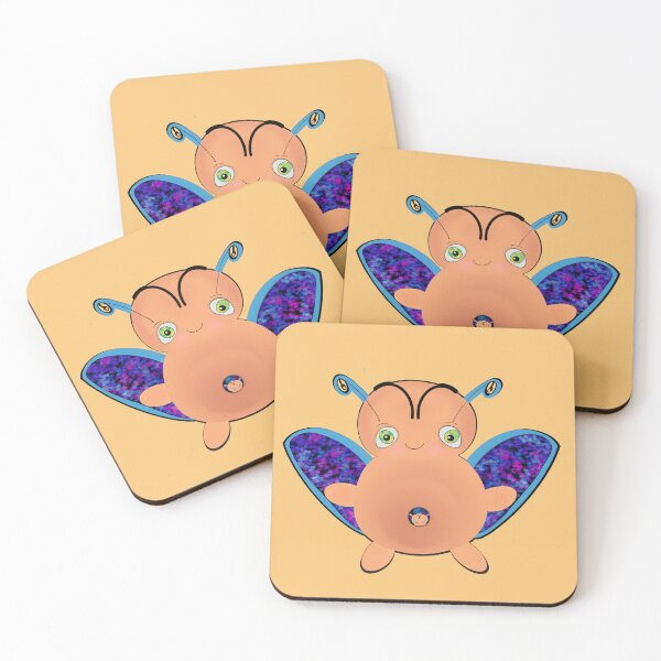 Item preview, OOAK INDIE ART - Flying Baa Bug Monster with Baby Light Orange background designed and sold by FlippinTurtles.