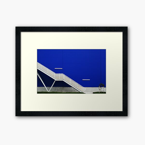 Blue Wall with Stairs Framed Art Print