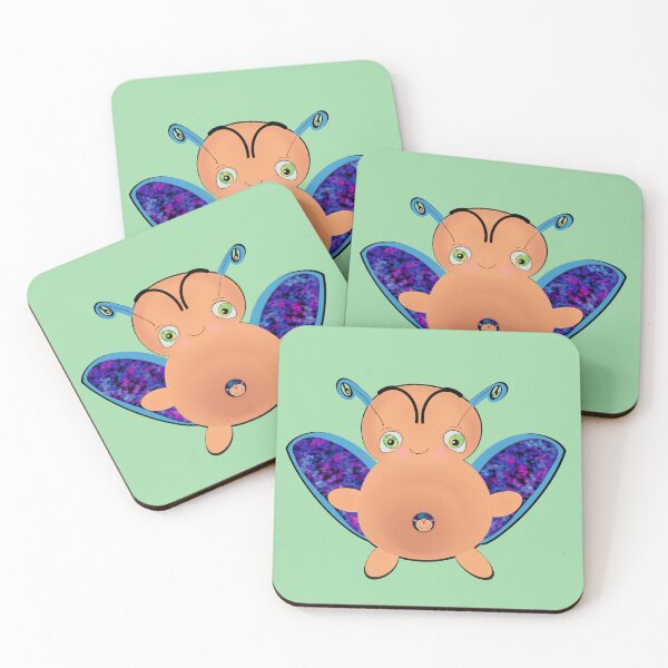 Item preview, OOAK INDIE ART - Flying Baa Bug Monster with Baby - Green Ash background designed and sold by FlippinTurtles.