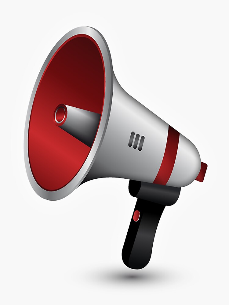 "White and red megaphone, Megaphone" Sticker for Sale by EMILONALD