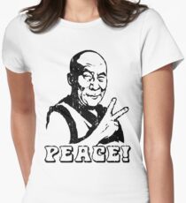 Dalai Lama Peace Sign T-Shirt Women's Fitted T-Shirt