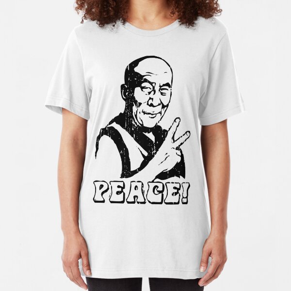 Dalai Lama Peace Sign T-Shirt Slim Fit T-Shirt