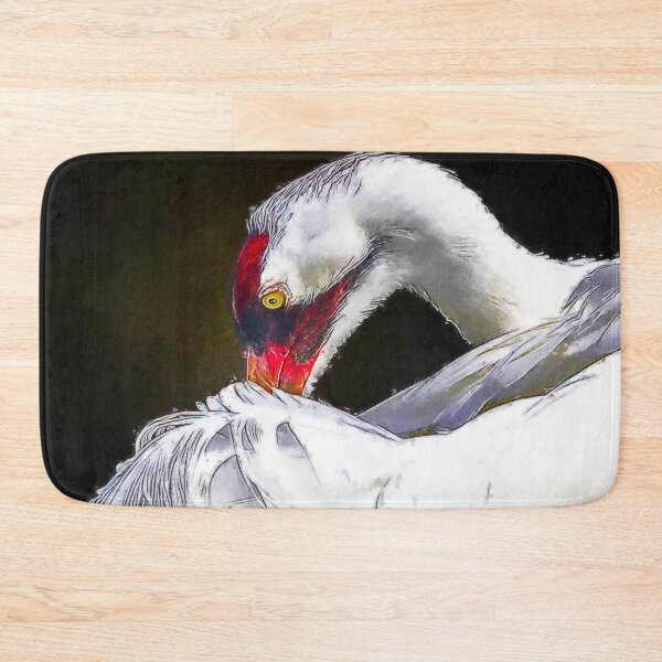 Aperçu de l'œuvre Peinture à l'huile mignonne d'oiseau de grue blanche, adorable grue blanche, grue blanche Grus Americana, oiseau sauvage de grue blanche créée et vendue par Trendymotion.
