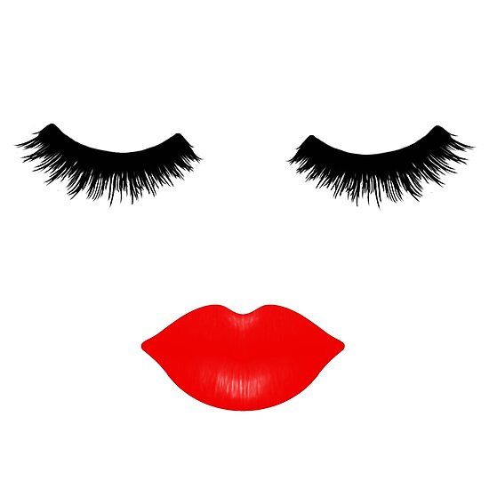 High street red lips design lashes with graphic hold you