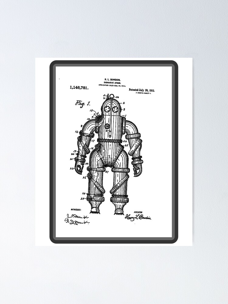 "Antique Submarine Diving Suit " Poster for Sale by sandpiperstudio