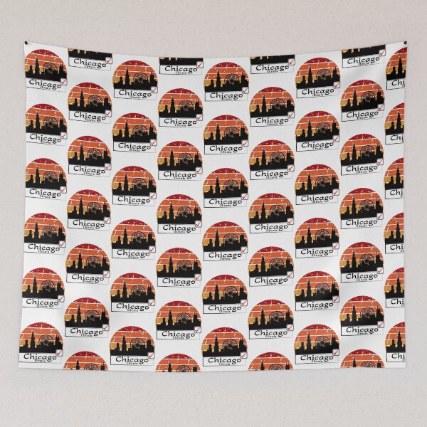 Item preview, Chicago illinois united states of america Skyline vintage black wheel designed and sold by WhereIsTravis.