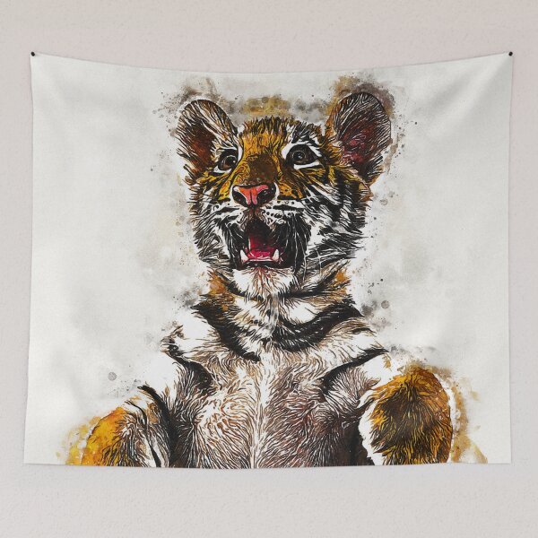 Item preview, Little Tiger Cub Watercolor Portrait, Cute Little Tiger Cub Watercolor Art, Adorable Little Tiger Cub Watercolor, Little Tiger Cub Watercolor Painting designed and sold by Trendymotion.